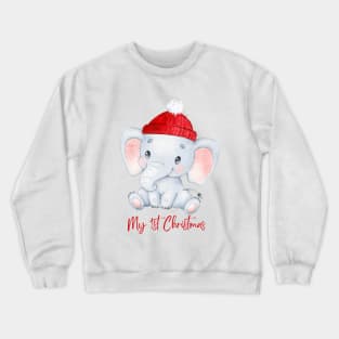 Baby's First Christmas, New Baby Elephant Gift Christmas, 1st Christmas for Baby Crewneck Sweatshirt